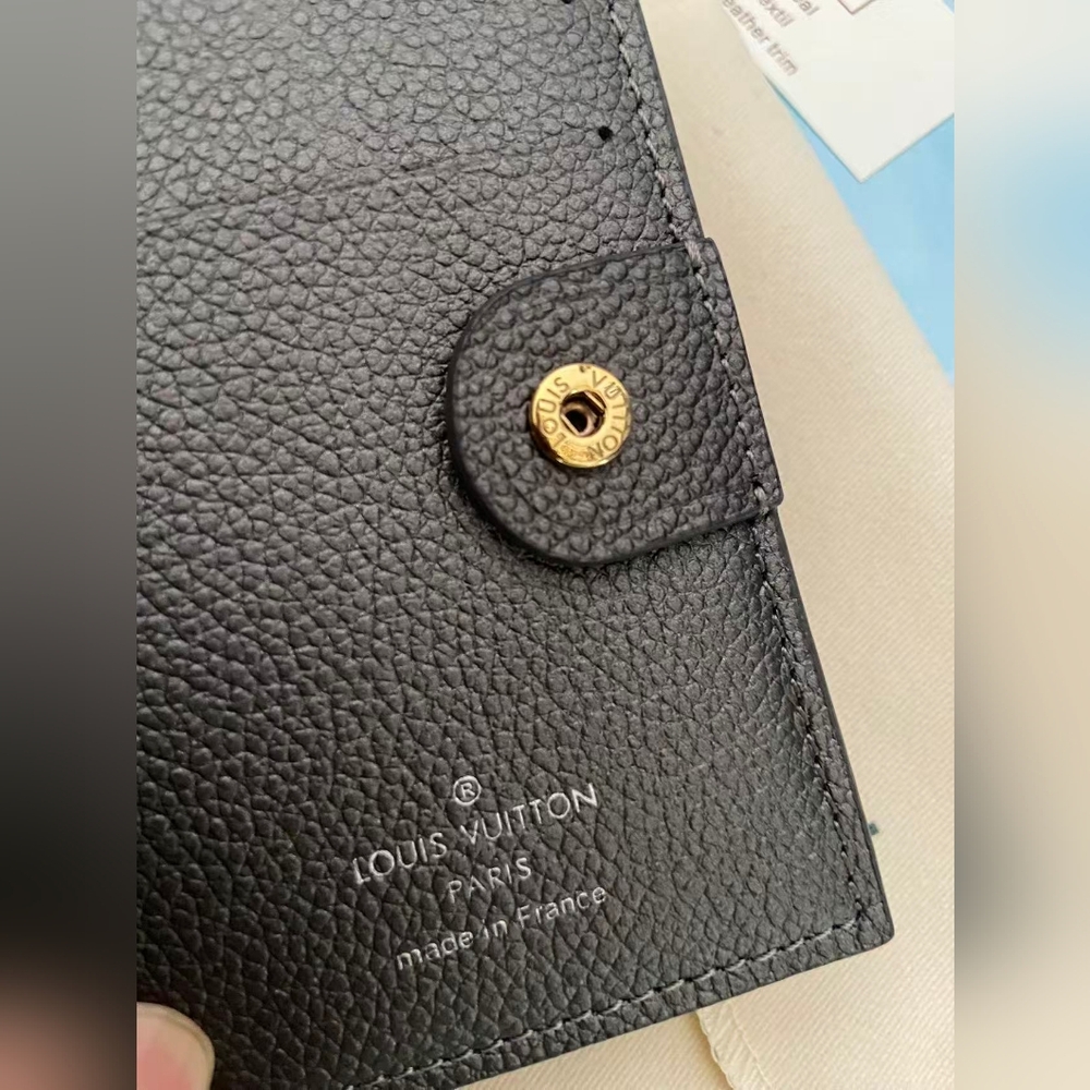 Louis Vuitton Black Embossed Monogram Compact Wallet with Gold Charm - Picture 10 of 11